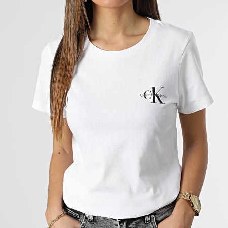 Calvin Klein - Lote de 2 Camisetas Slim Mujer 9734 Blanco