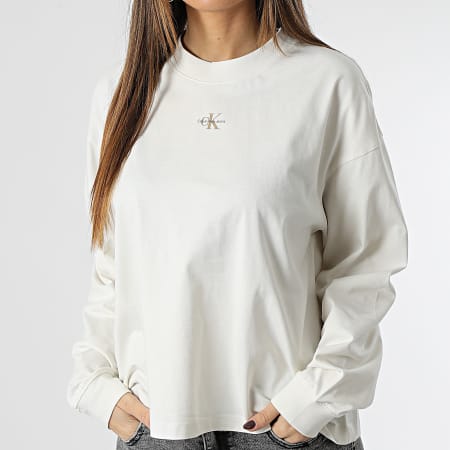Calvin Klein - Tee Shirt Manches Longues Femme 0289 Beige