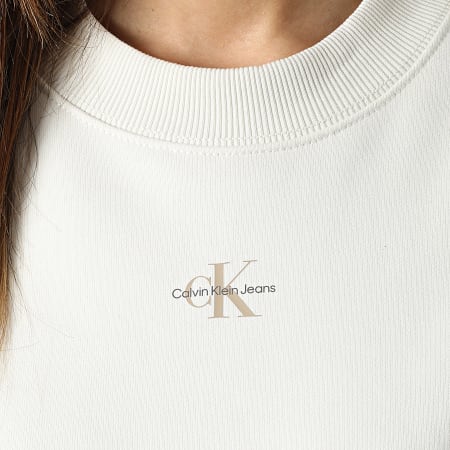 Calvin Klein - Sudadera de cuello redondo para mujer 0433 Beige