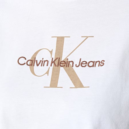 Calvin Klein - Tee Shirt Manches Longues Crop Femme 0950 Blanc