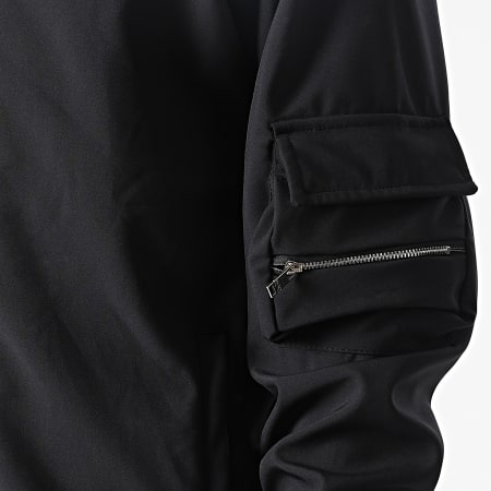 Ikao - LL715 Conjunto de sudadera con capucha y cremallera y pantalón cargo Negro