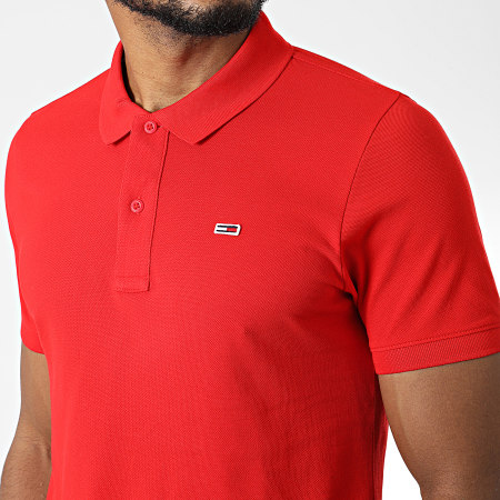 Tommy Jeans - Polo Manches Courtes Slim Placket 5940 Rouge