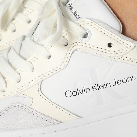 Calvin Klein - Baskets Femme Cupsole Low Leather 0876 Ivory Ghost Grey White Black