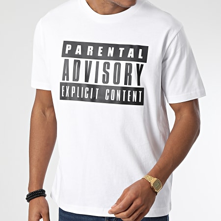 Parental Advisory - Oversize Camiseta Large Big Front Logo Blanco Negro