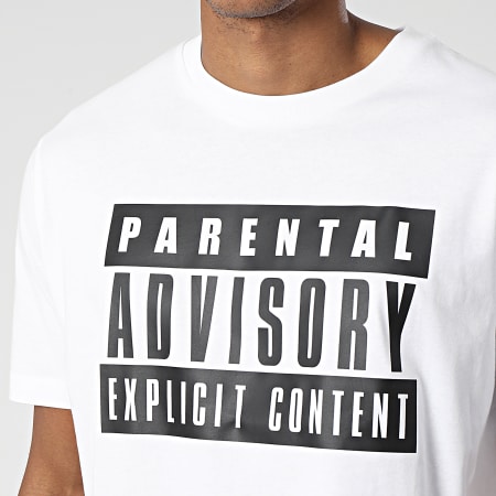 Parental Advisory - Tee Shirt Oversize Large Big Front Logo Blanc Noir