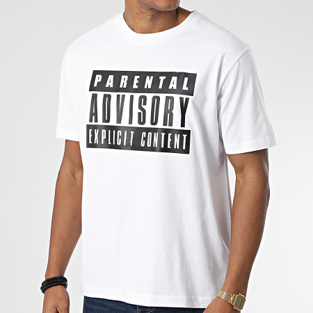 Parental Advisory - Oversize Camiseta Large Big Front Logo Blanco Negro