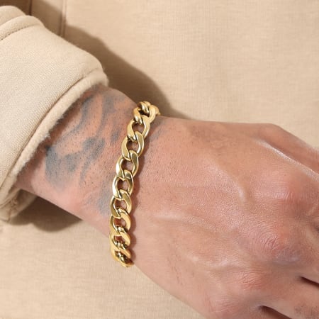 LBO - Bracciale a maglie con cordoncino d'oro da 12 mm