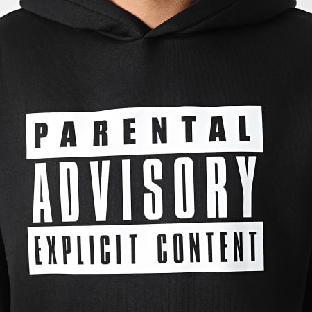 Parental Advisory - Sweat Capuche Oversize Big Front Logo Noir Blanc
