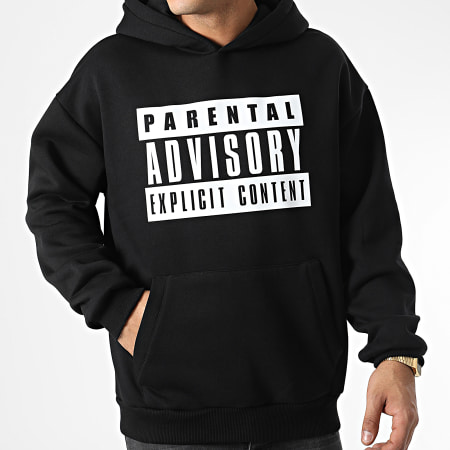 Parental Advisory - Oversize Hoodie Big Front Logo Negro Blanco