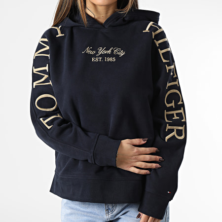 Tommy Hilfiger - Sweat Capuche Femme Relaxed Arched 5988 Bleu Marine