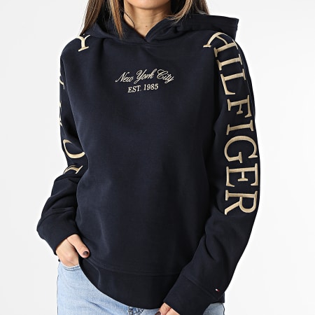 Tommy Hilfiger - Sweat Capuche Femme Relaxed Arched 5988 Bleu Marine
