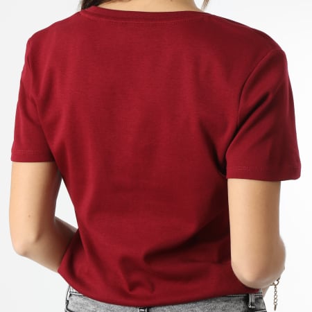 Tommy Hilfiger - T-shirt donna con scollo a V Slim Solid 0511 Bordeaux