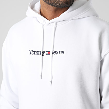 Tommy Jeans - Felpa con cappuccio Linear 5013 Bianco