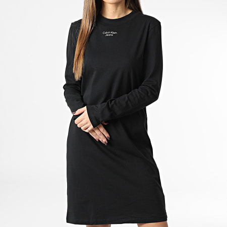 Calvin Klein - Vestido Camiseta Manga Larga Mujer 9853 Negro