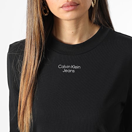 Calvin Klein - Robe Tee Shirt Manches Longues Femme 9853 Noir