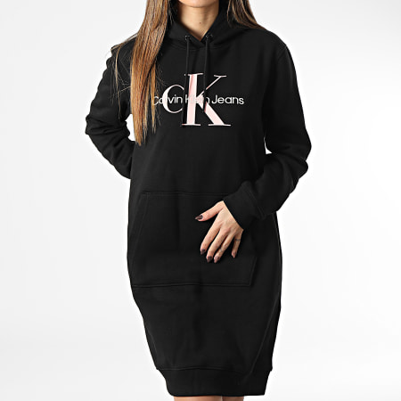 Calvin Klein - Robe Sweat Capuche Femme 9950 Noir