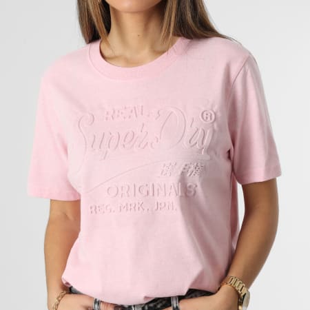 Superdry - Tee Shirt Femme Vintage Script Style W1011165A Rose