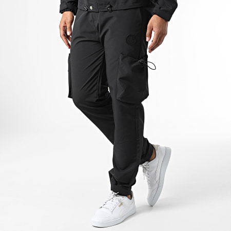 Zelys Paris - Conjunto de chaqueta negra con cremallera y pantalón cargo Travis
