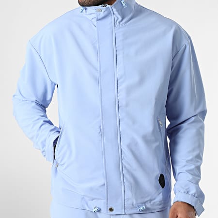 Zelys Paris - Conjunto de chaqueta con cremallera y pantalón cargo Travis azul claro