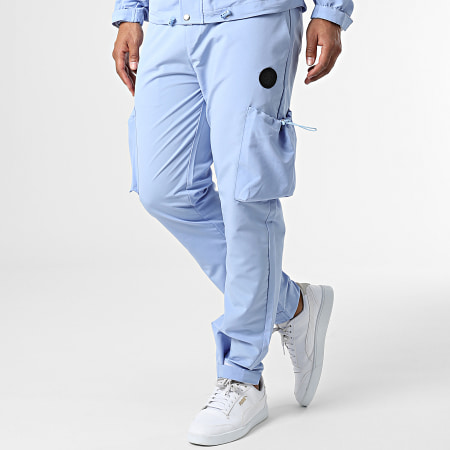 Zelys Paris - Set giacca con zip e pantaloni cargo Travis blu chiaro