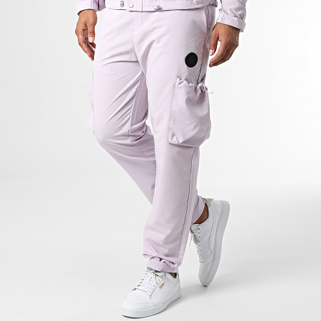 Zelys Paris - Conjunto de chaqueta con cremallera y pantalón cargo Travis Light Purple