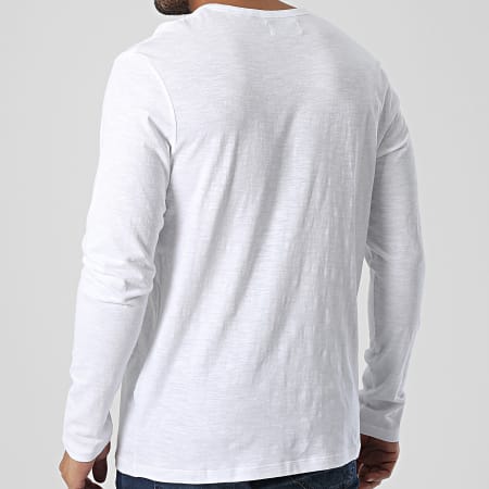 Jack And Jones - Tee Shirt Manches Longues Col Tunisien 12204411 Blanc