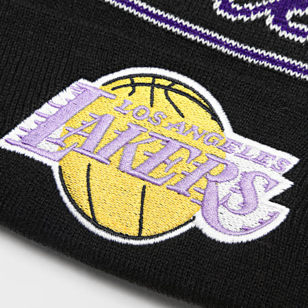 Mitchell and Ness - Los Angeles Lakers Script Pom Beanie Negro