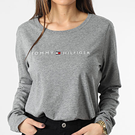 Tommy Hilfiger - Tee Shirt Manches Longues Femme Logo 1910 Gris Chiné