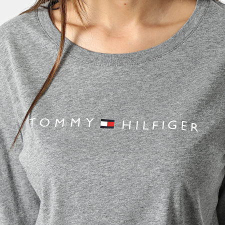 Tommy Hilfiger - Camiseta de manga larga para mujer 1910 Gris jaspeado