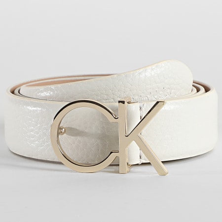 Calvin Klein - Cinturón para mujer Re-Lock CK Logo 0413 Blanco