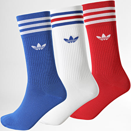 Adidas Originals - Lote de 3 pares de calcetines HL6766 Blanco Azul Rojo