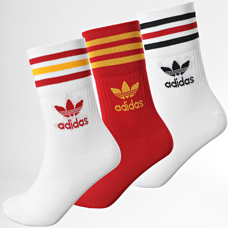 Adidas Originals - Lote de 3 pares de calcetines HL9223 Blanco Rojo