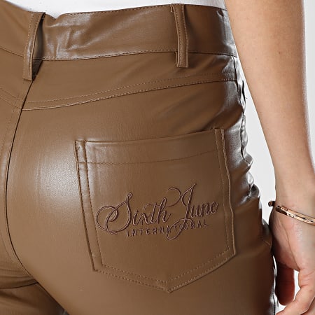 Sixth June - Pantalon Femme Enduit W33611CPA Marron