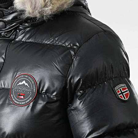 Geographical Norway - Abrigo de piel con capucha Bugs Negro