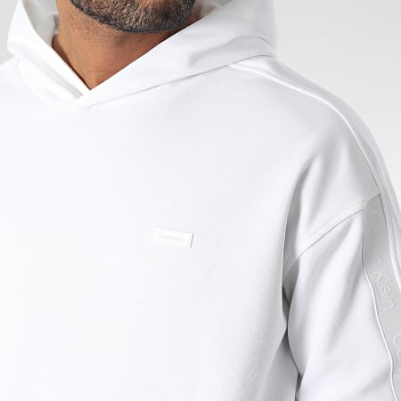 Calvin Klein - Sweat Capuche Logo Tape 0753 Blanc