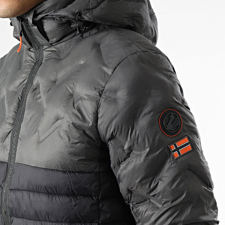 Geographical Norway - Doudoune Capuche Burator Noir Gris Anthracite