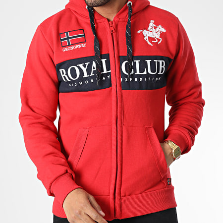 Geographical Norway - Sweat Zippé Capuche Fahorse Rouge