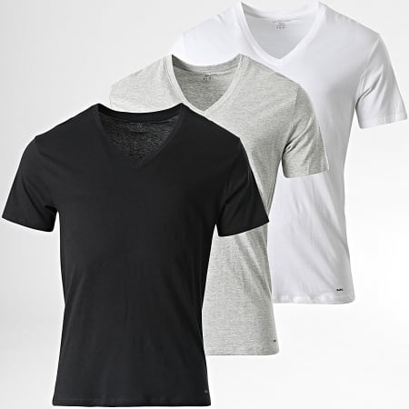 Michael Kors - Lot De 3 Tee Shirts Col V 6F22C10023 Blanc Noir Gris Chiné
