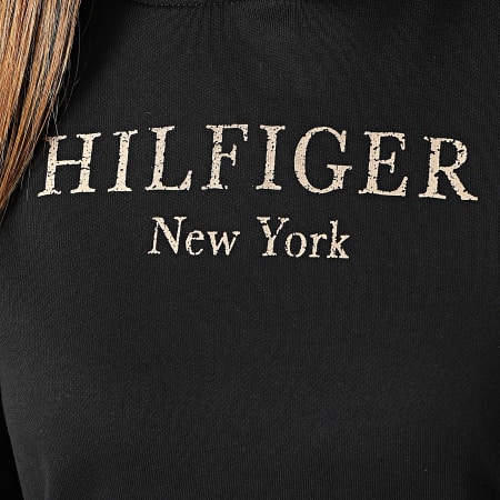Tommy Hilfiger - Sudadera con capucha Hilfiger Regular Mujer 7181 Negro Oro