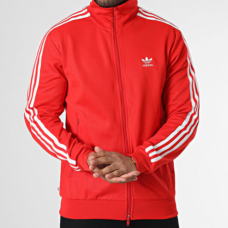 Adidas Originals - Chaqueta con cremallera a rayas HK7363 Rojo