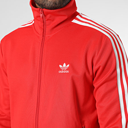 Adidas Originals - Giacca con zip a righe HK7363 Rosso