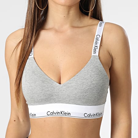 Calvin Klein - Sujetador forrado ligero para mujer QF7059E Heather Grey