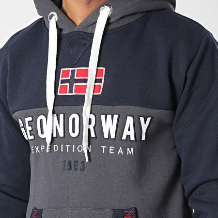 Geographical Norway - Felpa con cappuccio Ferato Navy Grey Charcoal