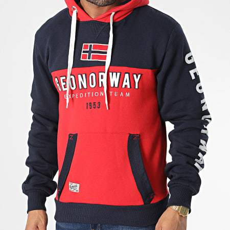 Geographical Norway - Sweat Capuche Ferato Rouge Bleu Marine