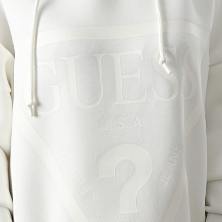 Guess - Robe Sweat Capuche Femme V2YQ12-K7UW2 Blanc Cassé