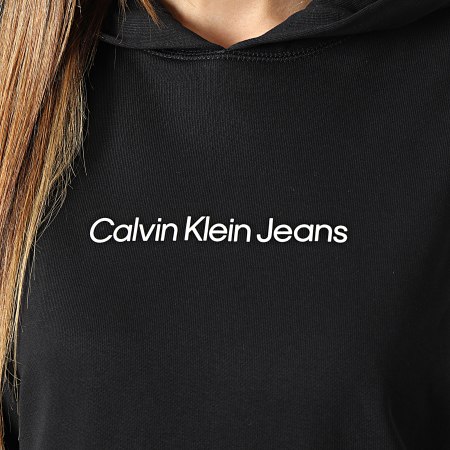 Calvin Klein - Robe Sweat Capuche Femme 0360 Noir