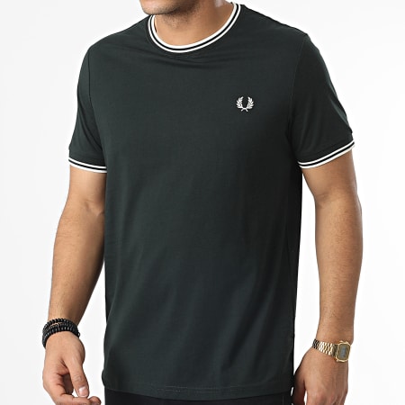 Fred Perry - Maglietta Twin Tipped M1588 Verde scuro