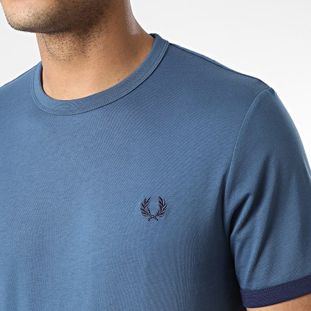 Fred Perry - M3519 Camiseta Ringer Azul Medianoche