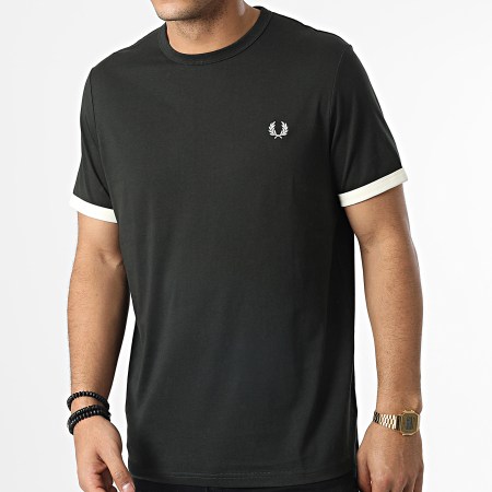 Fred Perry - Camiseta Ringer M3519 Verde Oscuro