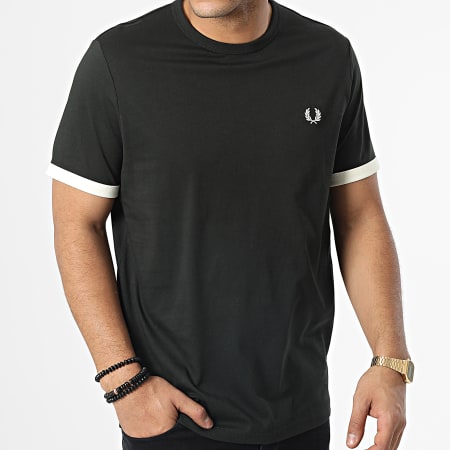 Fred Perry - Camiseta Ringer M3519 Verde Oscuro